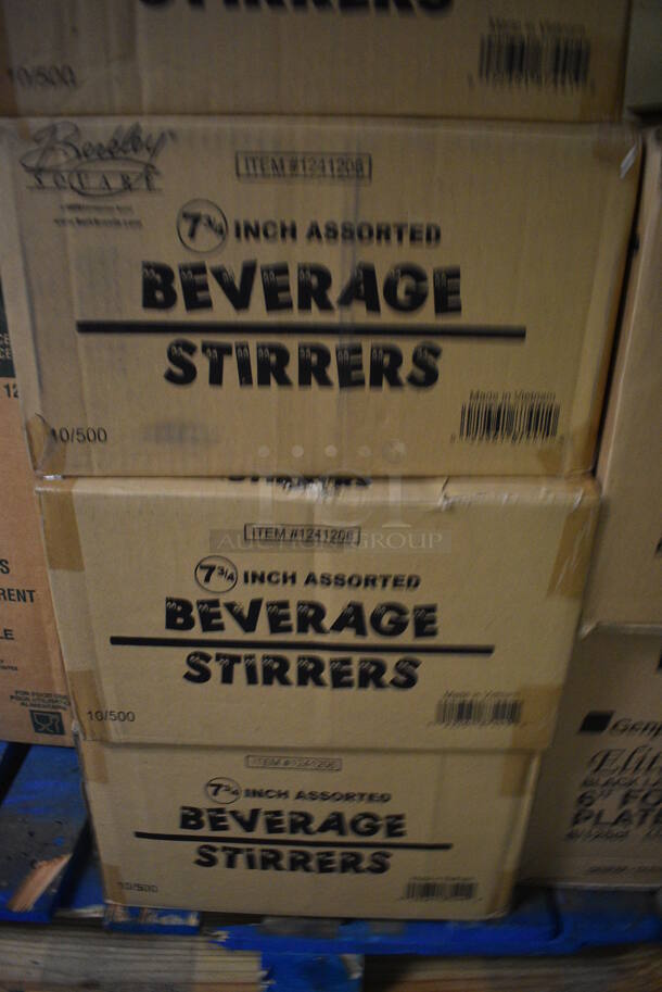 PALLET LOT of Various Paper Products Including Beverage Stirrers, Lids and Foam Plates. BUYER MUST REMOVE. (basement) - Image 3 of 7