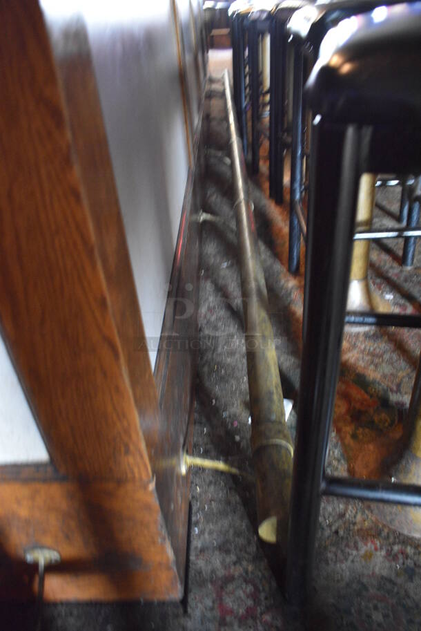 Wooden Rectangular Shaped Bar w/ Metal Foot Rail. Goes GREAT w/ Item 102! BUYER MUST REMOVE. 204x159x40. (bar) - Image 7 of 9