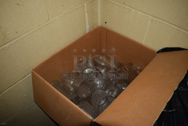 ALL ONE MONEY! Lot of Metal 2 Tier Shelving Unit w/ Contents Including Chafing Dish Fuel and Poly Pitchers. BUYER MUST DISMANTLE. PCI CANNOT DISMANTLE FOR SHIPPING. PLEASE CONSIDER FREIGHT CHARGES. 54x18x35. BUYER MUST REMOVE. (basement) - Image 4 of 5