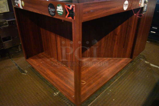 Wooden Bar Island w/ Stainless Steel 8 Tap Beer Tower and Drip Tray. Does Not Come w/ Contents. BUYER MUST REMOVE. 66x46x56. (bar) - Image 8 of 10