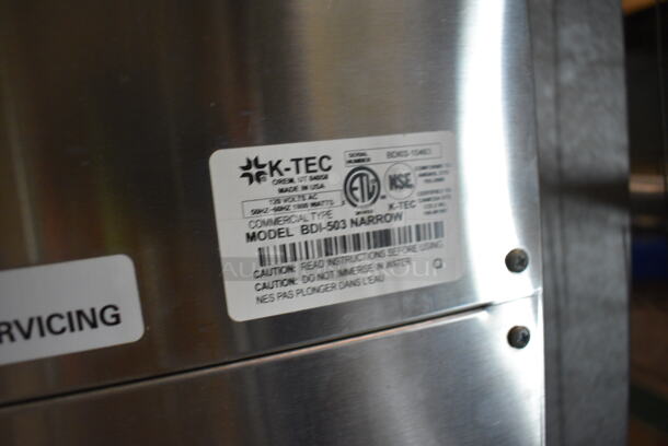 Blendtec Model BDI-503 NARROW Stainless Steel Commercial Countertop Blender w/ 4 Poly Pitchers, 5 Lids and Gray 2 Tier Cart. 120 Volts, 1 Phase. 13x21x32. (basement) - Image 5 of 6