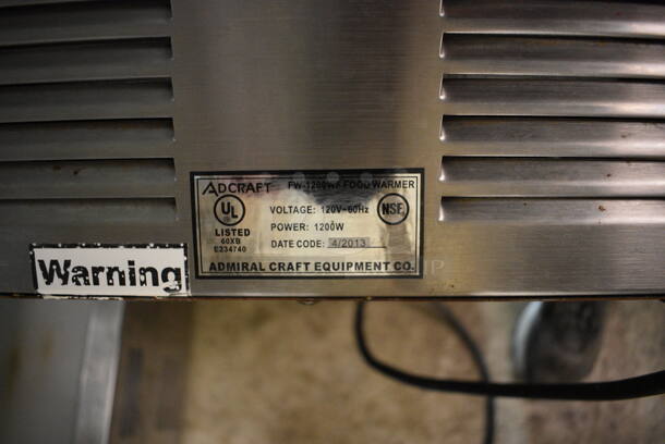 2013 Adcraft Model FW-1200WF Stainless Steel Commercial Countertop Food Warmer. 120 Volts, 1 Phase. 14.5x22.5x9. (basement) - Image 4 of 4