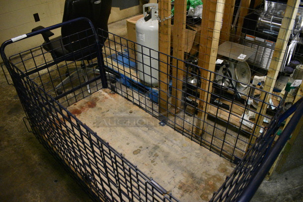 Black Metal Wire Transport Cage Cart on Commercial Casters. 66x30x34. (basement) - Image 2 of 3