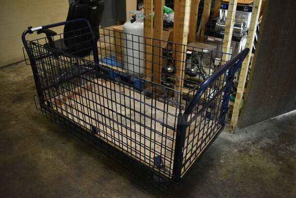 Black Metal Wire Transport Cage Cart on Commercial Casters. 66x30x34. (basement) - Image 3 of 3