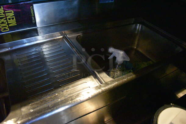 Stainless Steel 3 Bay Sink w/ Drain Board, 2 Ice Bins and 3 Speedwells. BUYER MUST REMOVE. 108x28x34. Bays 10x14x10. Drain Board 12x16x1. Ice Bins 20x15x8. (bar) - Image 6 of 6