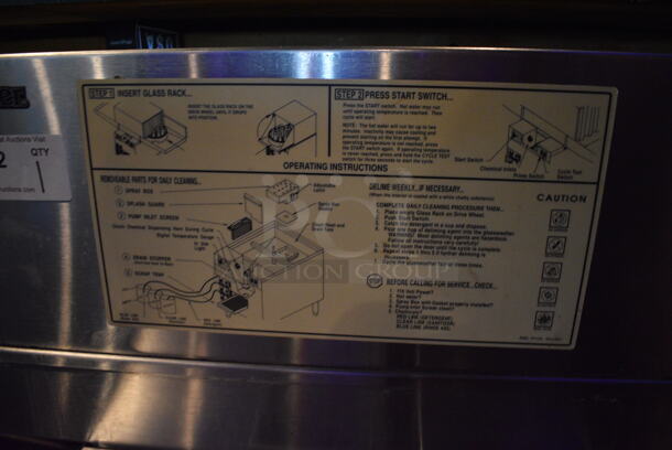 Glastender Model GT-18 / GT-18+2 Stainless Steel Commercial Glass Washer. 115 Volts, 1 Phase. BUYER MUST REMOVE. 60x25.5x38. (bar) - Image 10 of 10