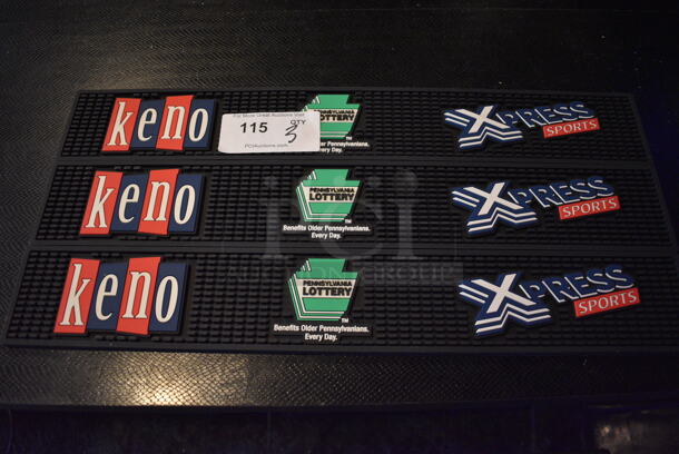 3 Keno Xpress Sports Bar Mats. 24x3.5x0.5. 3 Times Your Bid! (bar)
