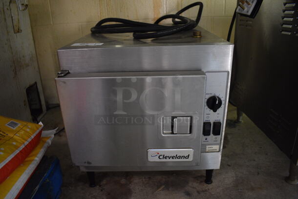 2013 Cleveland Model 21CET8 Stainless Steel Commercial Countertop Electric Powered Single Compartment Steam Cabinet. BUYER MUST REMOVE. 208 Volts, 1 Phase. Item Was in Working Condition on Last Day of Business. 21.5x32x22. (basement)