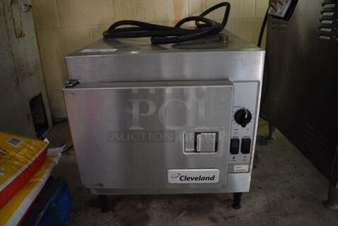 2013 Cleveland Model 21CET8 Stainless Steel Commercial Countertop Electric Powered Single Compartment Steam Cabinet. BUYER MUST REMOVE. 208 Volts, 1 Phase. Item Was in Working Condition on Last Day of Business. 21.5x32x22. (basement)
