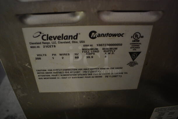 2013 Cleveland Model 21CET8 Stainless Steel Commercial Countertop Electric Powered Single Compartment Steam Cabinet. BUYER MUST REMOVE. 208 Volts, 1 Phase. Item Was in Working Condition on Last Day of Business. 21.5x32x22. (basement) - Image 6 of 6