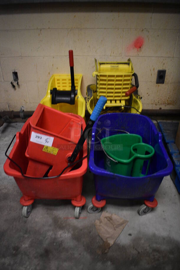 4 Various Poly Mop Buckets. Including 14x20x16. 4 Times Your Bid! (basement)