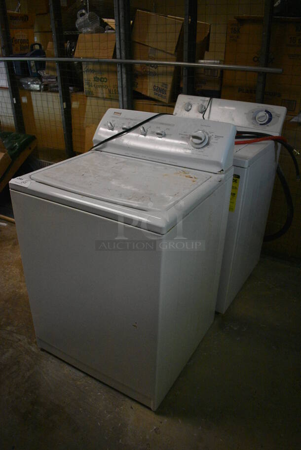 2 Metal Top Load Washers For Parts; Kenmore Elite and General Electric. BUYER MUST REMOVE. 27x26x42. 2 Times Your Bid! (basement) - Image 2 of 8