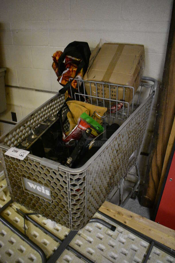 ALL ONE MONEY! Lot of Shopping Cart w/ Contents, Folding Table and Signs. BUYER MUST REMOVE. (basement) - Image 4 of 6