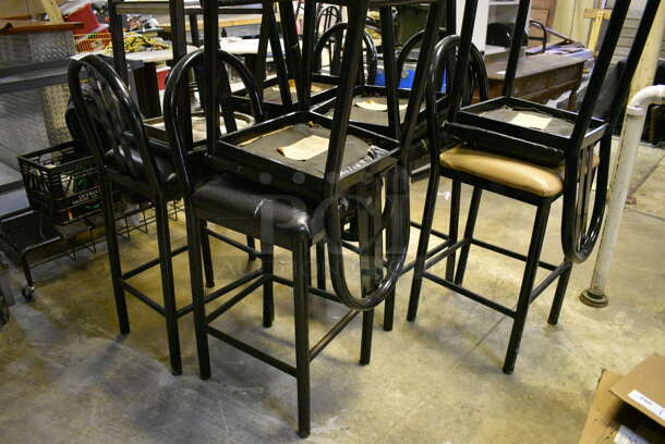 ALL ONE MONEY! Lot of 10 Various Black Metal Bar Height Chairs. BUYER MUST REMOVE. 18x18x44. (basement) - Image 2 of 4