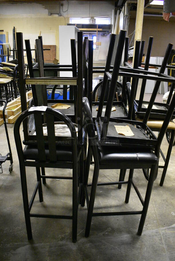ALL ONE MONEY! Lot of 10 Various Black Metal Bar Height Chairs. BUYER MUST REMOVE. 18x18x44. (basement) - Image 4 of 4