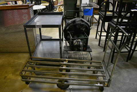 3 Various Metal Carts w/ Contents. Includes 53x18x38. 3 Times Your Bid! (basement)