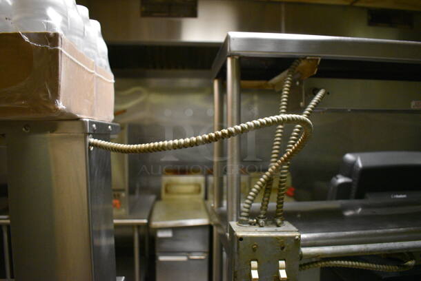 Stainless Steel Commercial Table w/ Cecilware Heat Strip, Back Splash, Can Opener in Mount, Dual Over Shelf and Under Shelf. Does Not Come w/ Contents. BUYER MUST REMOVE. 72x30x61. (kitchen) - Image 10 of 10