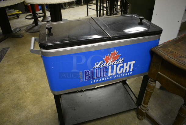 ALL ONE MONEY! Lot of Bookshelf, Wooden Counter and Labatt Blue Light Portable Ice Cooler. BUYER MUST REMOVE. Includes 58x16x30. (basement) - Image 3 of 4