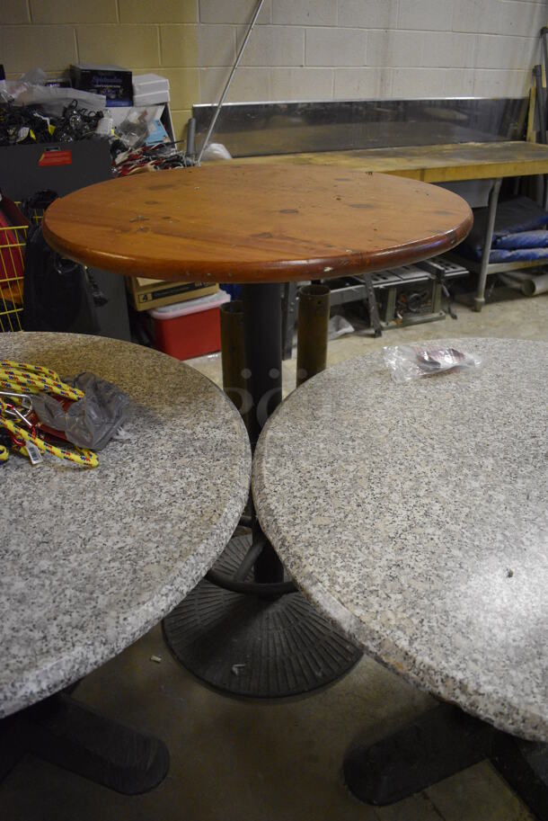 ALL ONE MONEY! Lot of 3 Various Tables and Table Base Pieces. BUYER MUST REMOVE. Includes 42x42x28. (basement) - Image 4 of 5