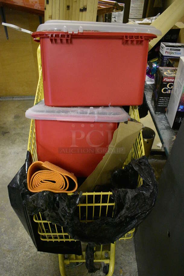 ALL ONE MONEY! Lot of Table, Shopping Cart and Contents of Various Decorations Including Christmas Lights. BUYER MUST REMOVE. Includes 77x30x30. (basement) - Image 4 of 7