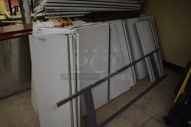 ALL ONE MONEY! Lot of White Metal Shelves for Shelving Unit. BUYER MUST REMOVE. Includes 48x14x1, 84x18x2. (basement) - Image 2 of 5