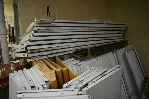 ALL ONE MONEY! Lot of White Metal Shelves for Shelving Unit. BUYER MUST REMOVE. Includes 48x14x1, 84x18x2. (basement) - Image 3 of 5