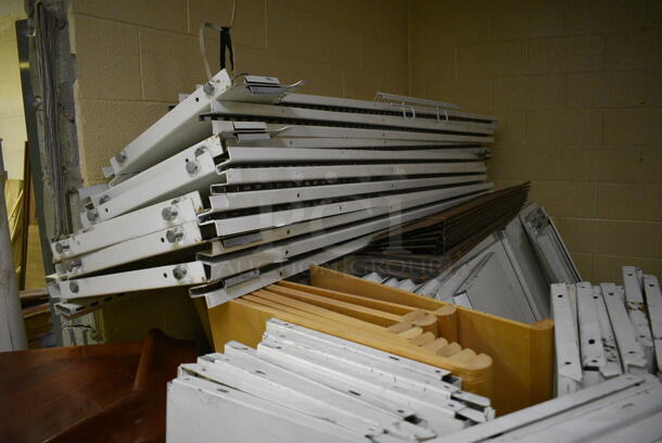 ALL ONE MONEY! Lot of White Metal Shelves for Shelving Unit. BUYER MUST REMOVE. Includes 48x14x1, 84x18x2. (basement) - Image 5 of 5