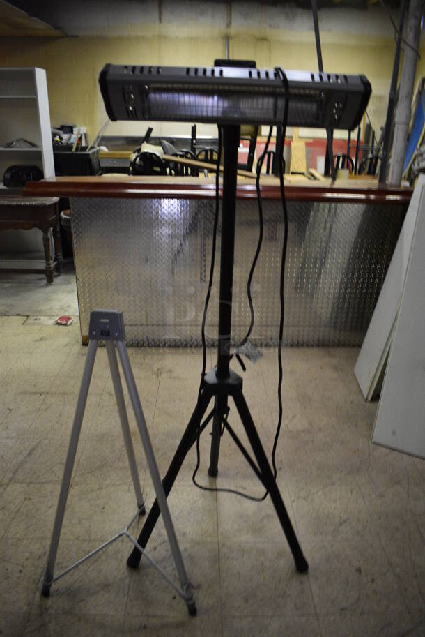 ALL ONE MONEY! Lot of Metal Outdoor Infrared Electric Heater and Tripod. 38