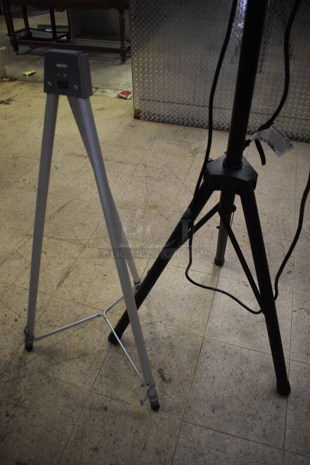 ALL ONE MONEY! Lot of Metal Outdoor Infrared Electric Heater and Tripod. 38", 63". (basement) - Image 3 of 4