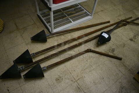 5 Lamaku Model TK-1 Metal Natural Gas Powered Tiki Torches. Includes 7x7x38. 5 Times Your Bid! (basement)