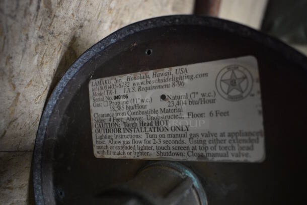 5 Lamaku Model TK-1 Metal Natural Gas Powered Tiki Torches. Includes 7x7x38. 5 Times Your Bid! (basement) - Image 5 of 5