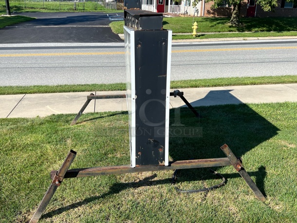 Metal Outdoor 9'x4' Double Sided Light Up Message Center on Adjustable Legs. Needs Bulbs. BUYER MUST REMOVE. This Item Is Located At Another Site and Address Will Be Given To Winning Bidder After Invoice Payment. - Image 3 of 3