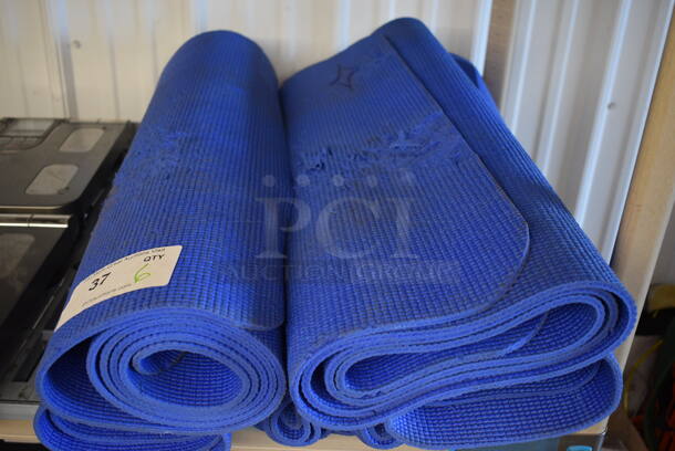 6 Blue Yoga Mats. 26x72. 6 Times Your Bid!