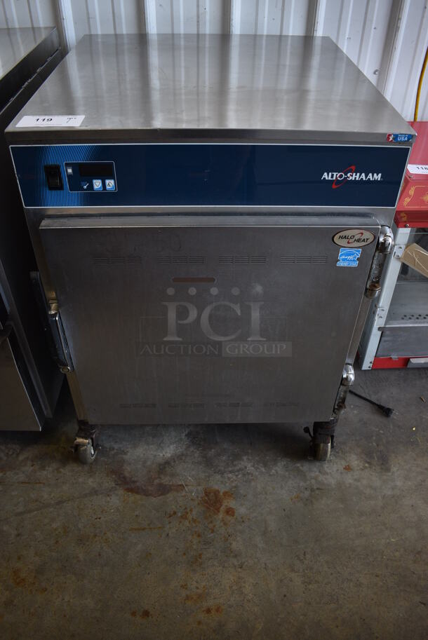 Alto Shaam Stainless Steel Commercial Single Door Undercounter Pass Through Warming Holding Cabinet on Commercial Casters. 25.5x27.5x34. Tested and Working! - Image 1 of 7