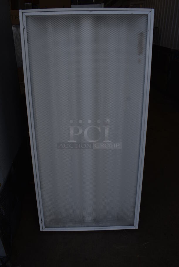 4 White Metal Ceiling Mount Light Fixtures. 48x23.5x3.5. 4 Times Your Bid! - Image 1 of 7