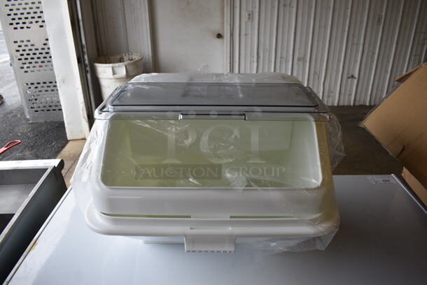 BRAND NEW IN BOX! Baker's Mark 176IB200 White Poly Ingredient Bin. 21.5x22.5x17 - Image 1 of 6