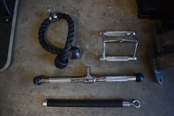 Gray and Red Metal Total Workout Gym. Does Not Come w/ Wooden Block w/ 4 Attachments. Unit Is Disassembled - See Pictures - Image 10 of 10
