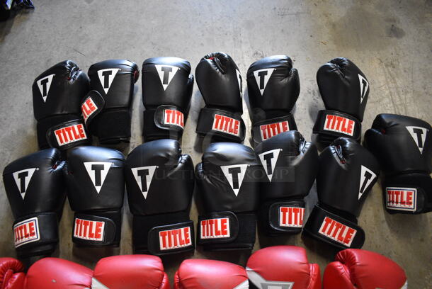 Title Black Bag w/ 12 Sets of Title Red Boxing Gloves. - Image 4 of 5