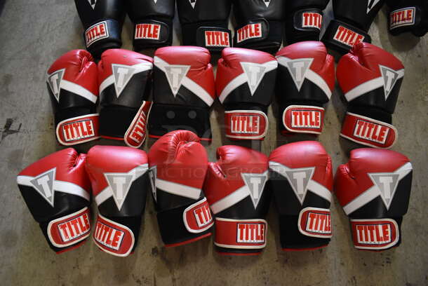 Title Black Bag w/ 12 Sets of Title Red Boxing Gloves. - Image 5 of 5