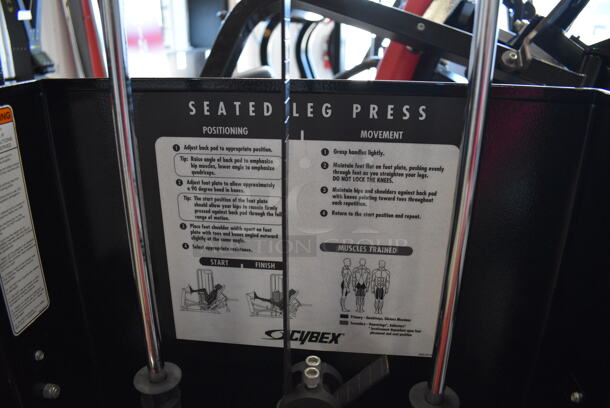 Cybex Black Metal Commercial Seated Leg Press Machine. 41x88x70 - Image 7 of 10