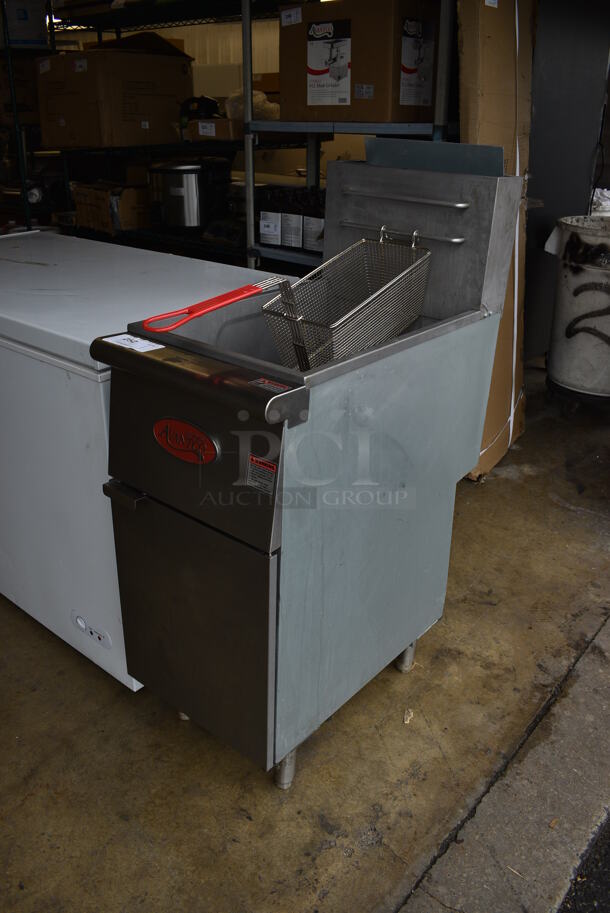 2021 Avantco FF400-P Stainless Steel Commercial Propane Gas Powered Deep Fat Fryer w/ Metal Fry Basket. 15.5x30x47 - Image 3 of 9