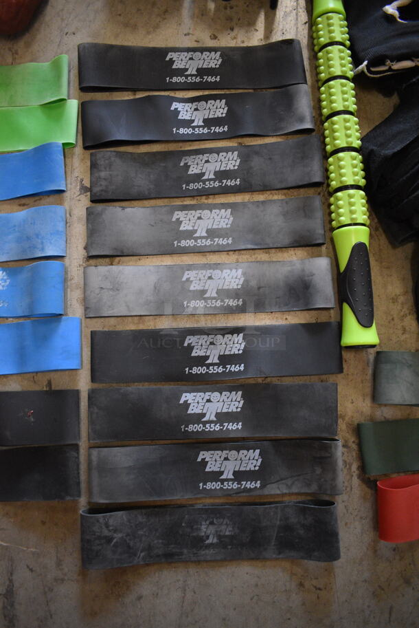 ALL ONE MONEY! Lot of 2 Red Bins w/ Contents Including 1 Pound Fat v Muscle, Gloves, Back Brace 12 Olympic Bar Clips and 20 Resistance Band Ribbons - Image 4 of 8