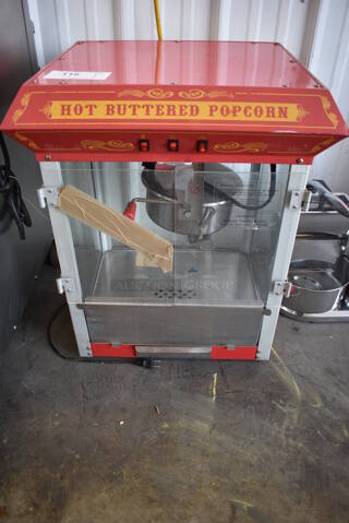 FunTime Model FT825CR/UE40010 Metal Commercial Countertop Popcorn Maker Merchandiser. 120 Volts, 1 Phase. 21x18x26. Tested and Working!