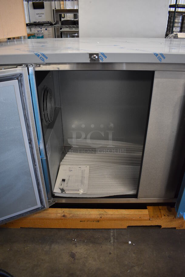 BRAND NEW IN BOX! Fagor FBB-95-S-SLP-GR Stainless Steel Commercial 3 Door Undercounter Cooler. 115 Volts, 1 Phase. 96x29x37. Tested and Working! - Image 2 of 7