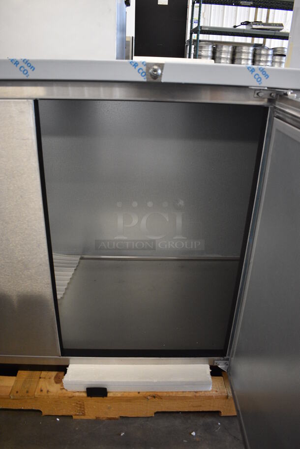 BRAND NEW IN BOX! Fagor FBB-95-S-SLP-GR Stainless Steel Commercial 3 Door Undercounter Cooler. 115 Volts, 1 Phase. 96x29x37. Tested and Working! - Image 3 of 7