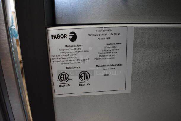 BRAND NEW IN BOX! Fagor FBB-95-S-SLP-GR Stainless Steel Commercial 3 Door Undercounter Cooler. 115 Volts, 1 Phase. 96x29x37. Tested and Working! - Image 7 of 7