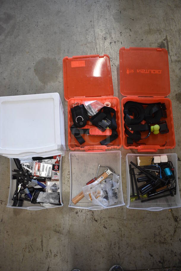 ALL ONE MONEY! Lot of White and Clear Poly 3 Drawer Cabinet and 2 Red Poly Bins w/ All Contents. Includes 14.5x13x10.5 - Image 8 of 8