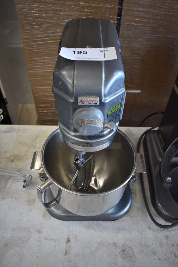 Avantco 177MIX8GY Metal Commercial Countertop 8 Quart Planetary Dough Mixer w/ Stainless Steel Mixing Bowl and Paddle Attachment. 120 Volts, 1 Phase. 12x17x20. Tested and Powers On But Parts Do Not Move - Image 3 of 9