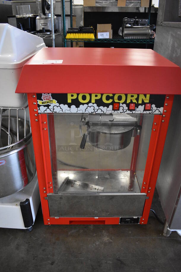 Carnival King 382PM30R Metal Commercial Countertop Popcorn Machine. 110 Volts, 1 Phase. 22x17x30.5. Tested and Powers On But Does Not Get Hot