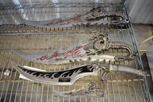 4 Various Trophy Knives w/ Dragon Handle. Includes 21.5x1x6. 4 Times Your Bid! - Image 5 of 8